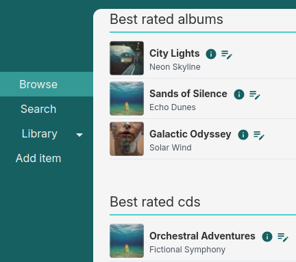 Screenshot of CD-manager app